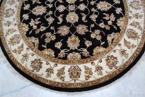 Jaipur Black Round Hand Knotted 52 X 52 Area Rug 905-145314 Image 3