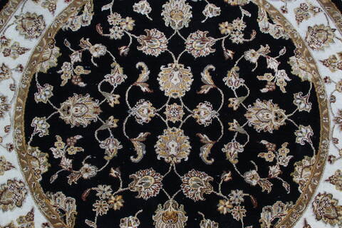 Jaipur Black Round Hand Knotted 52 X 52 Area Rug 905-145314 Image 4
