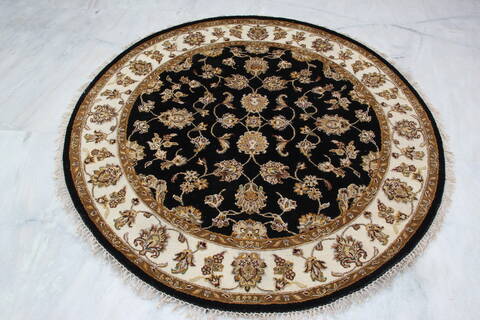 Jaipur Black Round Hand Knotted 52 X 52 Area Rug 905-145314 Image 8