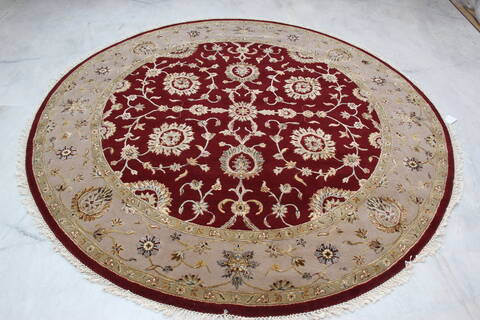 Jaipur Red Round Hand Knotted 80 X 81 Area Rug 905-145315 Image 1