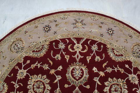 Jaipur Red Round Hand Knotted 80 X 81 Area Rug 905-145315 Image 4