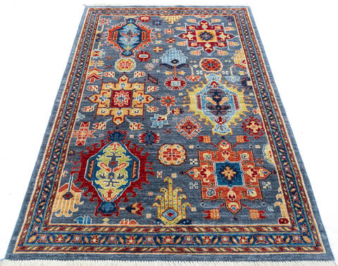 Chobi Blue Hand Knotted 40 X 60 Area Rug 700-145318 Image 1