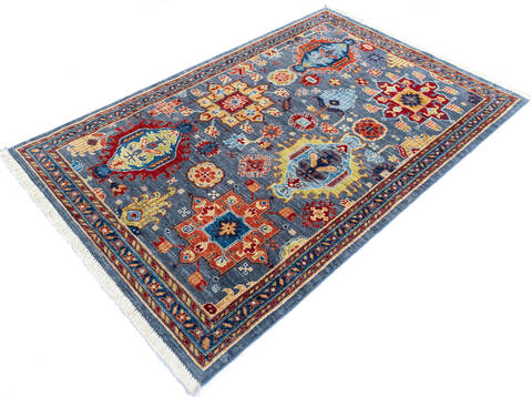 Chobi Blue Hand Knotted 40 X 60 Area Rug 700-145318 Image 2