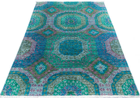 Chobi Green Hand Knotted 50 X 70 Area Rug 700-145322 Image 1