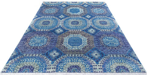 Chobi Blue Hand Knotted 80 X 100 Area Rug 700-145327 Image 1