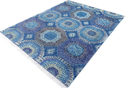 Chobi Blue Hand Knotted 80 X 100 Area Rug 700-145327 Image 2