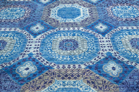 Chobi Blue Hand Knotted 80 X 100 Area Rug 700-145327 Image 3