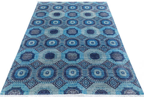 Chobi Blue Hand Knotted 60 X 90 Area Rug 700-145328 Image 1
