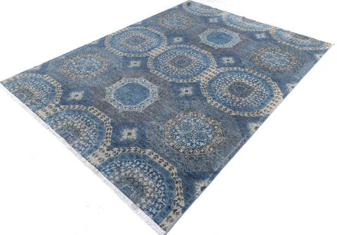 Chobi Blue Hand Knotted 70 X 104 Area Rug 700-145337 Image 2