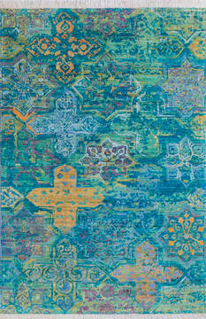 Modern Green Hand Knotted 5'4" X 8'0"  Area Rug 700-145344
