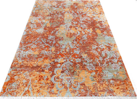 Modern Orange Hand Knotted 53 X 81 Area Rug 700-145345 Image 1