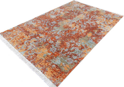 Modern Orange Hand Knotted 53 X 81 Area Rug 700-145345 Image 2