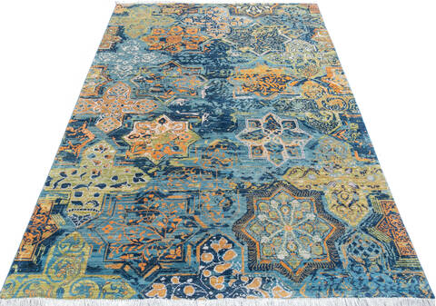Modern Blue Hand Knotted 60 X 90 Area Rug 700-145346 Image 1