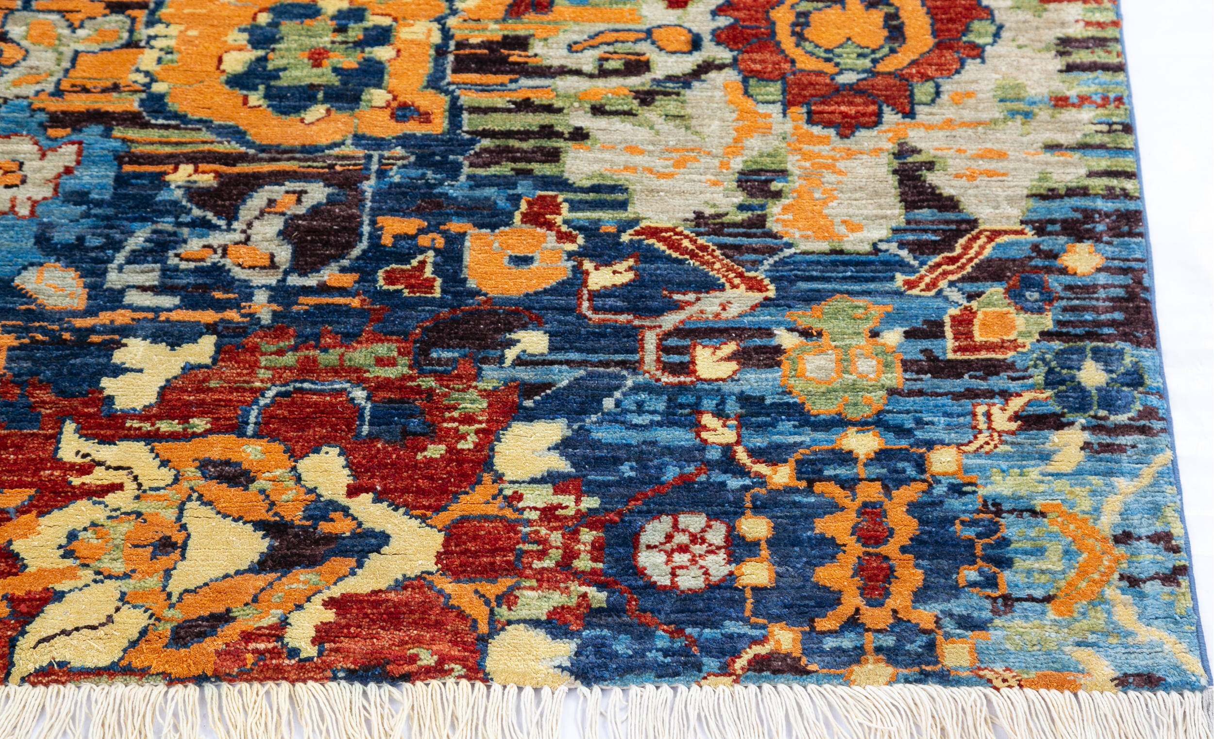 Afghan Modern Orange Rectangle 7x10 ft Wool and Silk Carpet 145347