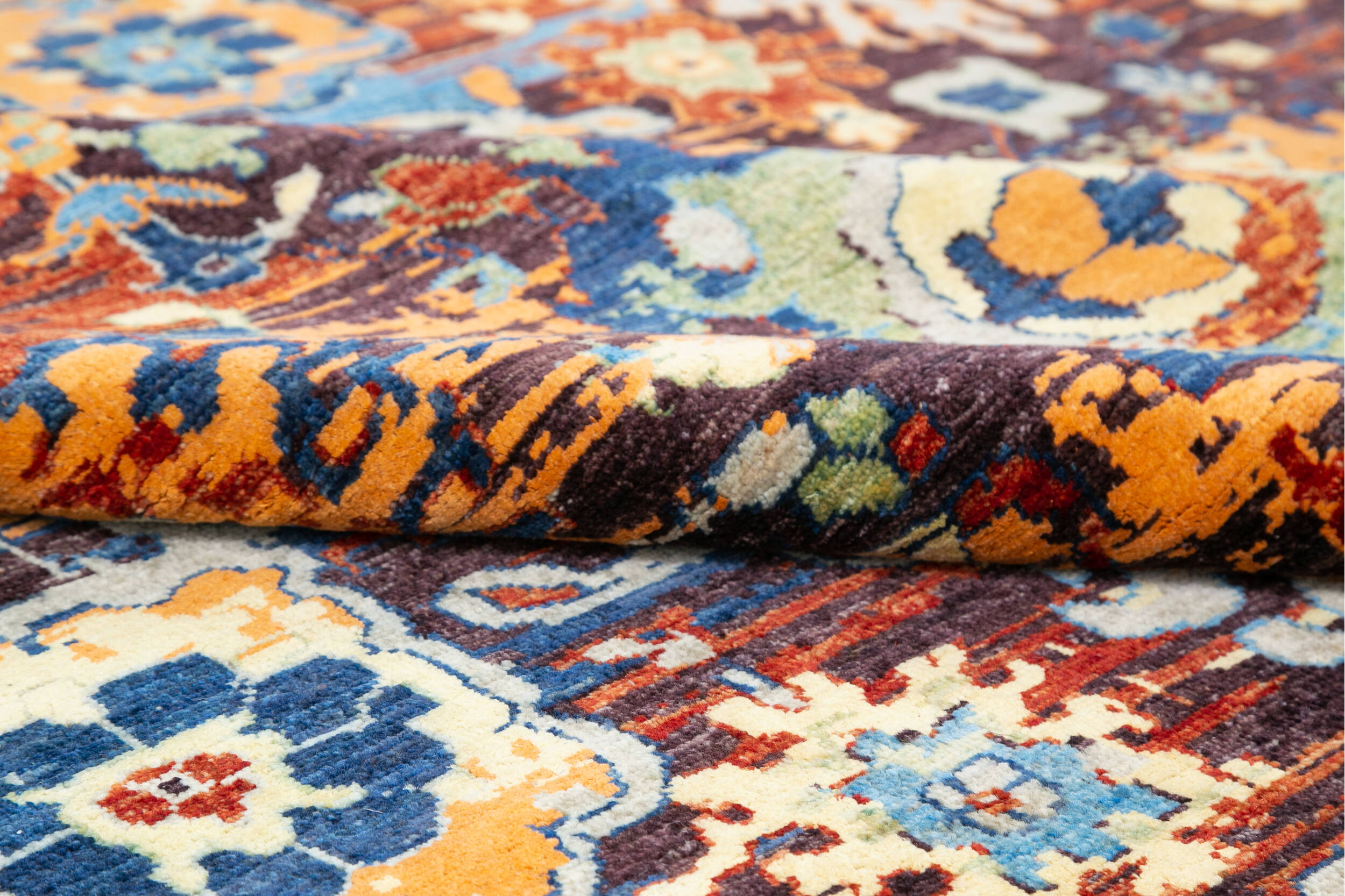Afghan Modern Orange Rectangle 7x10 ft Wool and Silk Carpet 145347
