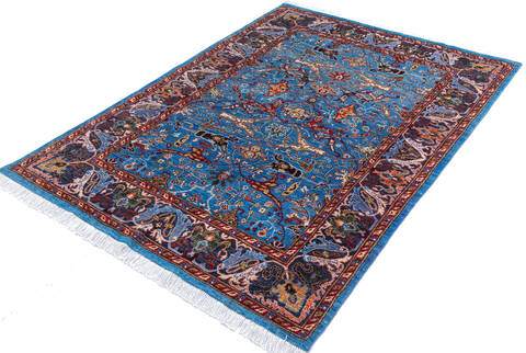 Chobi Blue Hand Knotted 59 X 710 Area Rug 700-145374 Image 2
