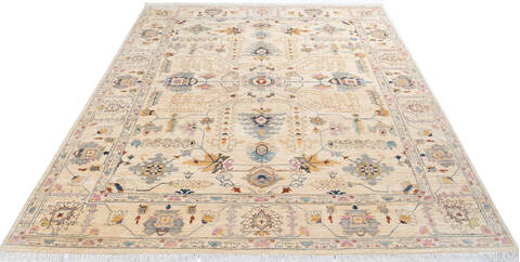 Chobi Beige Hand Knotted 84 X 100 Area Rug 700-145380 Image 1