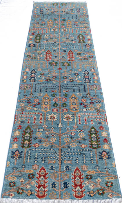Chobi Blue Runner Hand Knotted 25 X 97 Area Rug 700-145388 Image 1
