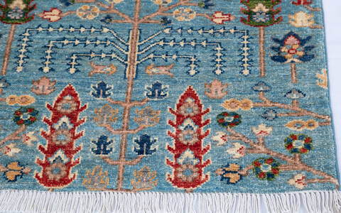 Chobi Blue Runner Hand Knotted 25 X 97 Area Rug 700-145388 Image 4