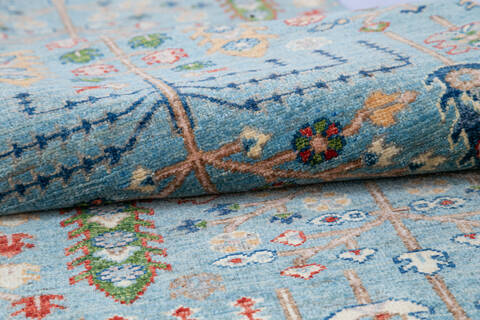 Chobi Blue Runner Hand Knotted 25 X 97 Area Rug 700-145388 Image 5