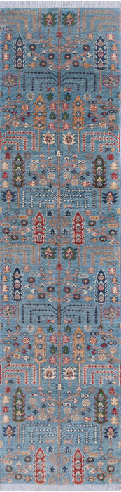 Chobi Blue Runner Hand Knotted 25 X 97 Area Rug 700-145388 Image 0