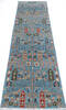 Chobi Blue Runner Hand Knotted 25 X 97  Area Rug 700-145388 Thumb 1