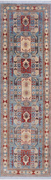 Afghan Chobi Grey Runner 6 to 9 ft Wool Carpet 145391