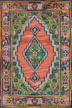 Vintage Multicolor Hand Knotted 2'0" X 3'0"  Area Rug 902-145404