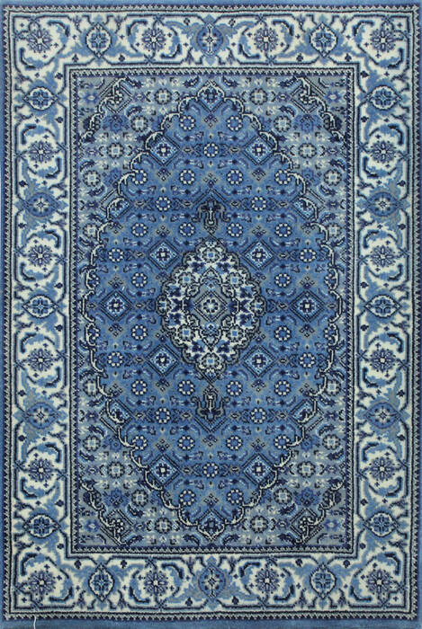 Indian Mahi Blue Rectangle 2x3 ft Wool and Silk Carpet 145413