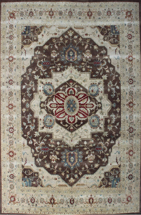 Heriz Brown Hand Knotted 120 X 150 Area Rug 902-145419 Image 0