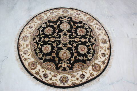 Jaipur Black Round Hand Knotted 41 X 41 Area Rug 905-145426 Image 1