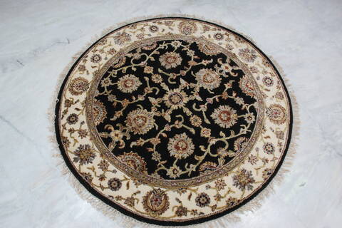 Jaipur Black Round Hand Knotted 41 X 41 Area Rug 905-145426 Image 2