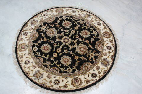 Jaipur Black Round Hand Knotted 41 X 41 Area Rug 905-145426 Image 3
