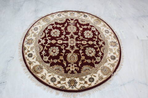 Jaipur Red Round Hand Knotted 41 X 42 Area Rug 905-145427 Image 1