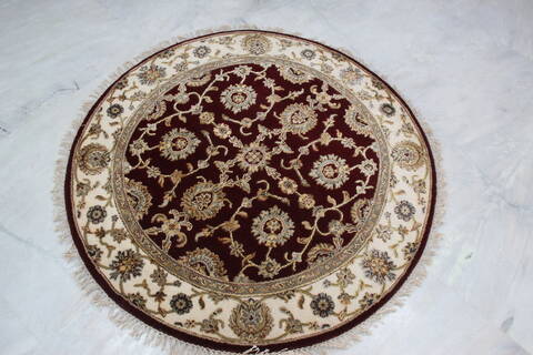Jaipur Red Round Hand Knotted 41 X 42 Area Rug 905-145427 Image 2