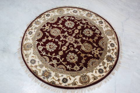 Jaipur Red Round Hand Knotted 41 X 42 Area Rug 905-145427 Image 3