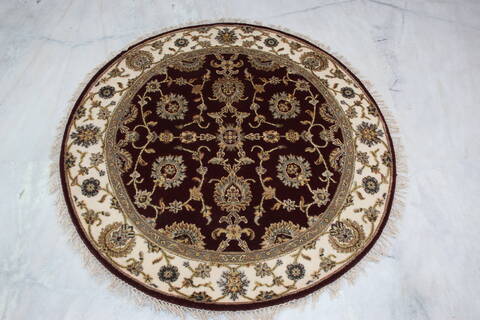Jaipur Red Round Hand Knotted 41 X 42 Area Rug 905-145427 Image 5