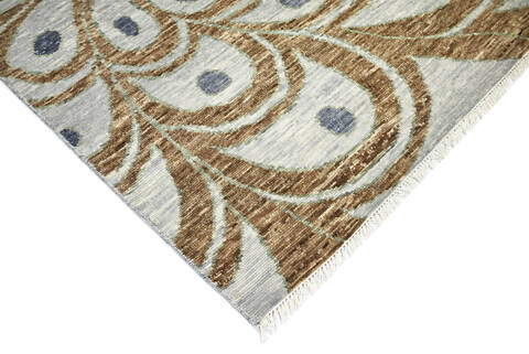 Modern-Contemporary Multicolor Hand Knotted 81 X 101 Area Rug 904-145440 Image 2