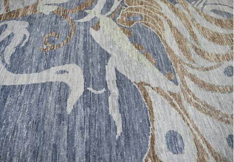 Modern-Contemporary Multicolor Hand Knotted 81 X 101 Area Rug 904-145440 Image 4