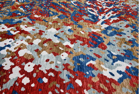 Modern-Contemporary Multicolor Hand Knotted 90 X 119 Area Rug 904-145446 Image 5