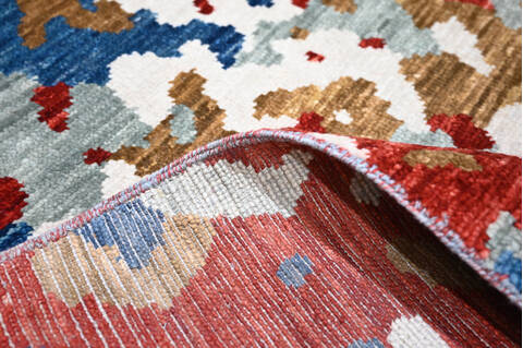 Modern-Contemporary Multicolor Hand Knotted 90 X 119 Area Rug 904-145446 Image 7