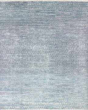 Indian Modern-Contemporary Blue Rectangle 8x10 ft Wool and Cotton Carpet 145449