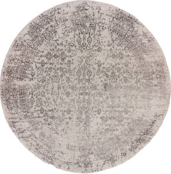 Indian Modern-Contemporary Grey Round 7 to 8 ft Wool and Cotton Carpet 145450