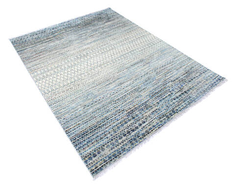 Modern-Contemporary Multicolor Hand Knotted 80 X 101 Area Rug 904-145451 Image 1