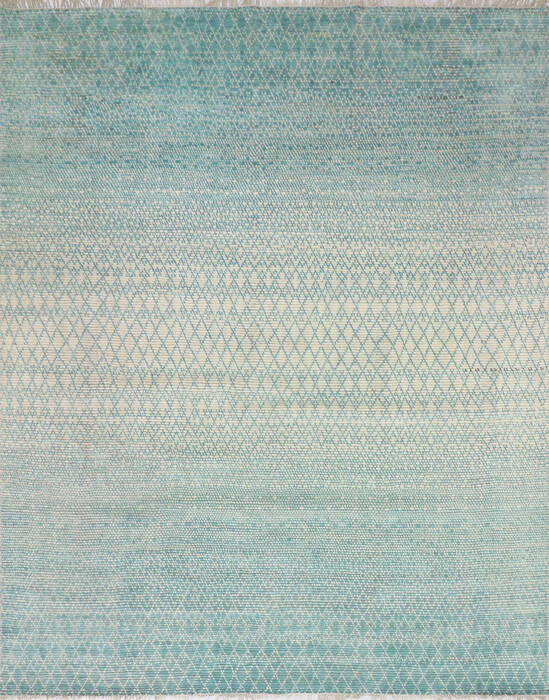 Modern-Contemporary Blue Hand Knotted 79 X 99 Area Rug 904-145452 Image 0