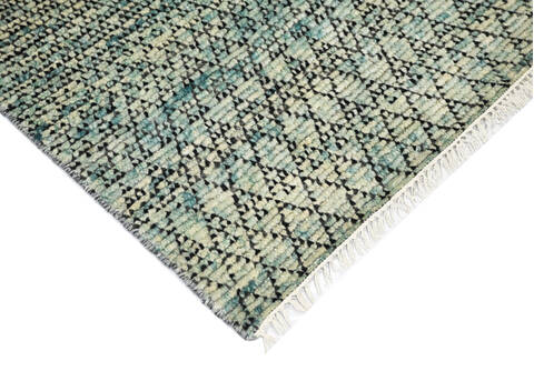 Modern-Contemporary Black Hand Knotted 91 X 1111 Area Rug 904-145465 Image 2