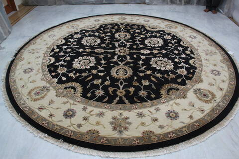 Jaipur Black Round Hand Knotted 100 X 102 Area Rug 905-145481 Image 1