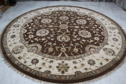Jaipur Brown Round Hand Knotted 911 X 102 Area Rug 905-145482 Image 1