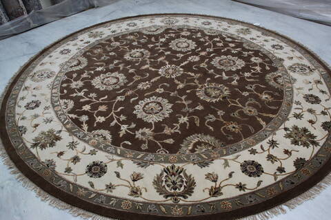 Jaipur Brown Round Hand Knotted 911 X 102 Area Rug 905-145482 Image 2