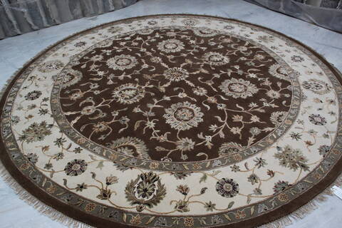 Jaipur Brown Round Hand Knotted 911 X 102 Area Rug 905-145482 Image 3